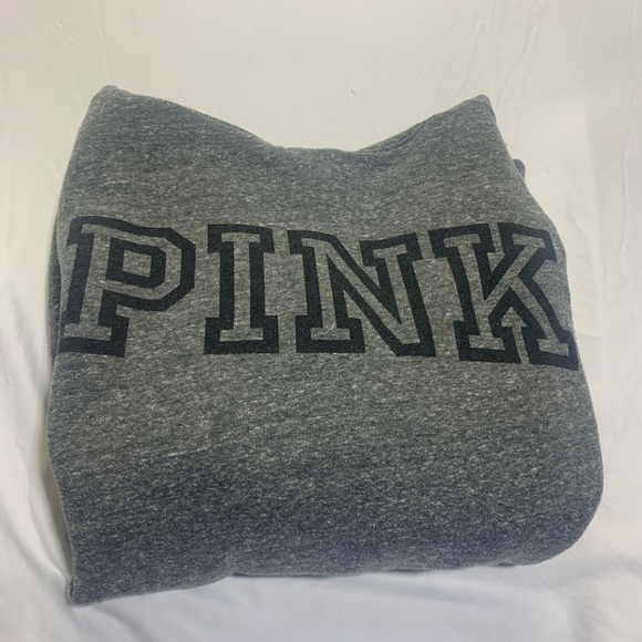 PINK Victoria's Secret Gray Hoodie Sweatshirt with Black Logo - Size M - Picture 4 of 8